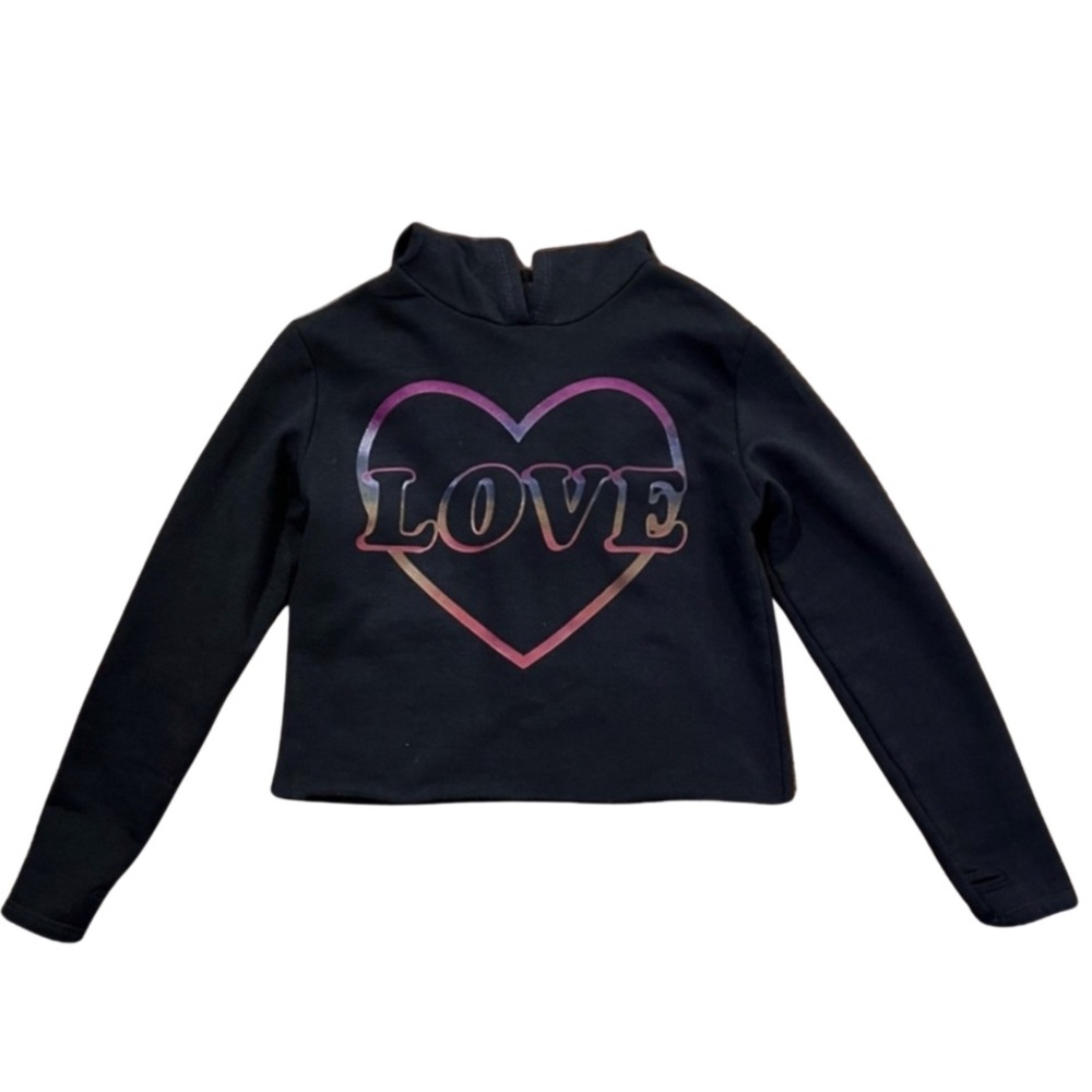 Firehouse girls black Love with rainbow heart sweatshirt xxs excellent condition